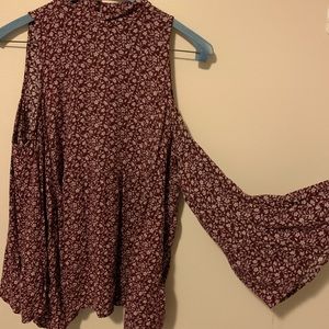 High neck, open shoulder top